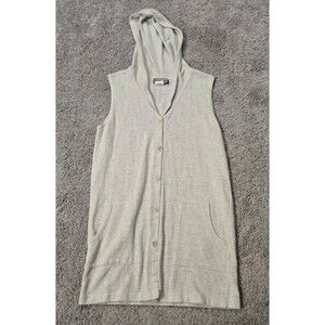 Portocruz Sleeveless Hoodie Knit Swimsuit Cover up Vest cream size Large Cotton